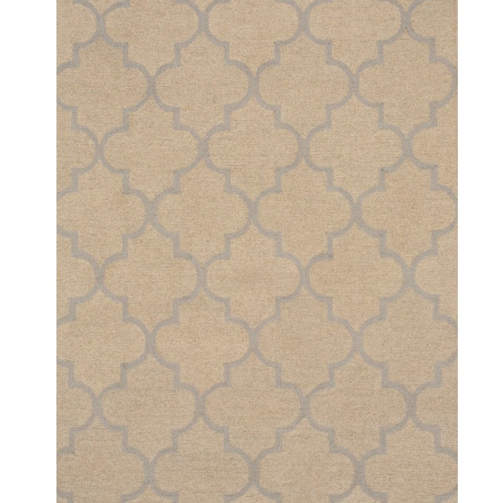 Beige Hand-Tufted Wool Traditional Moroccan Rug, 5' x 7'